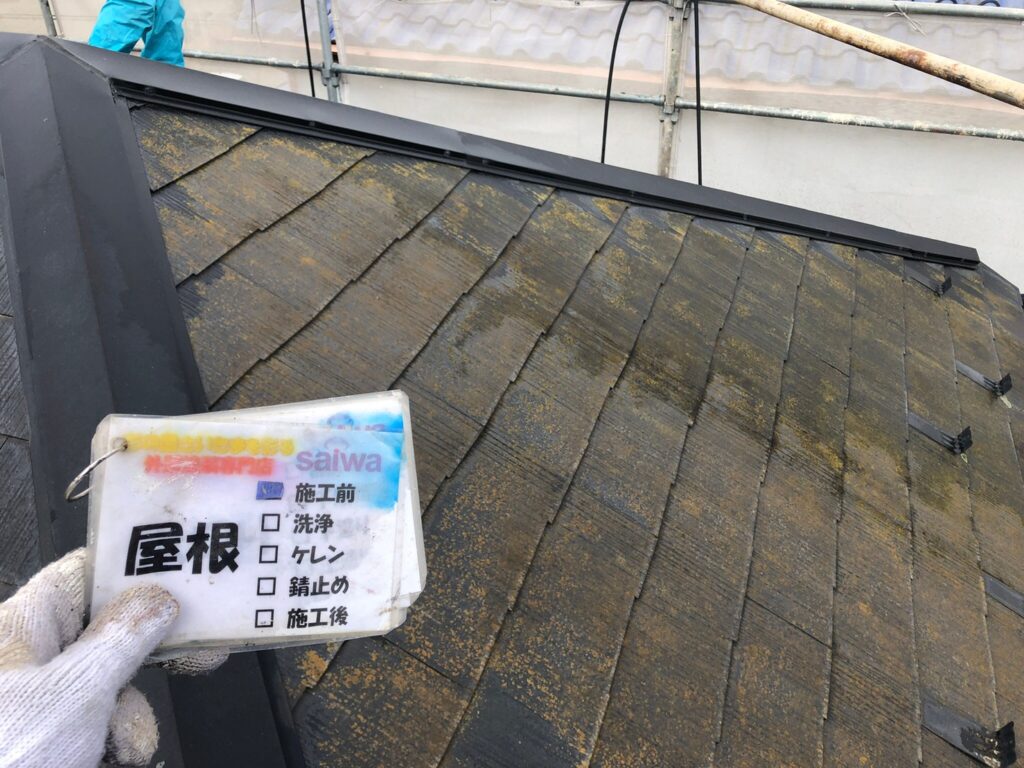 屋根の塗り替え　屋根塗装　汚れ　藻