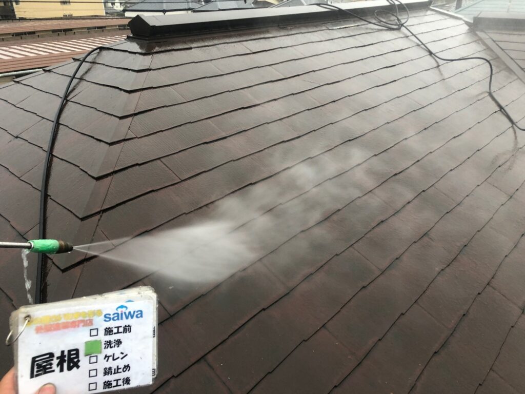 屋根の洗浄　高圧水洗浄