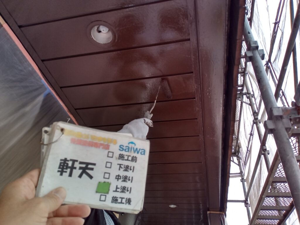 茶色　天井　木部塗料　ファインパーフェクトトップ　日本ペイント