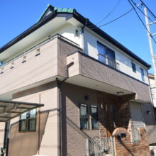 さいたま市北区の外壁塗装施工後全景、美しく仕上がった住宅外観、高品質塗装で耐久性と美観が向上した施工事例
